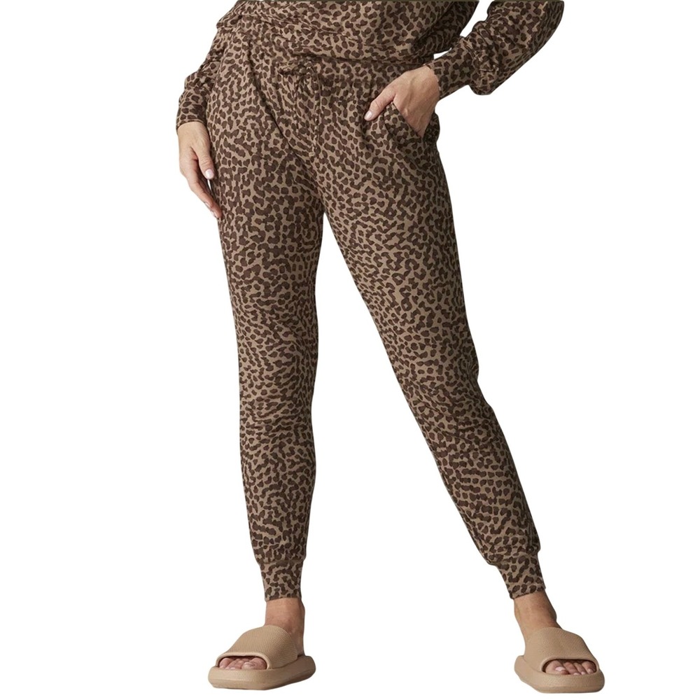 Tavi High Waisted Fitted Jogger Leopard Print Soft Modal Spandex Sz S Athleisure